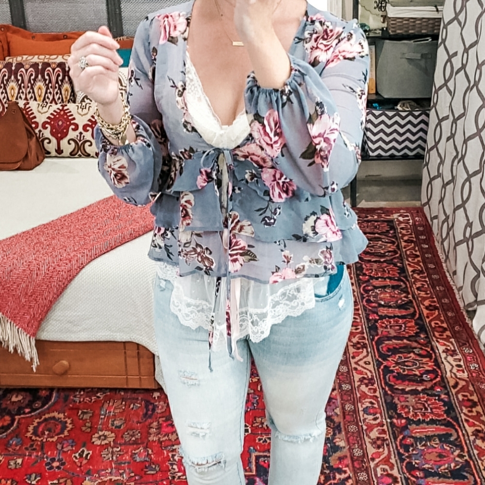 Charlotte Russe Floral Long Sleeve Blouse